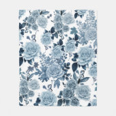 Blauw roos fleece deken (Voorkant)