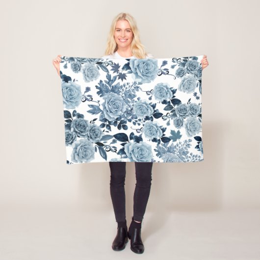 Blauw roos fleece deken (In situ)