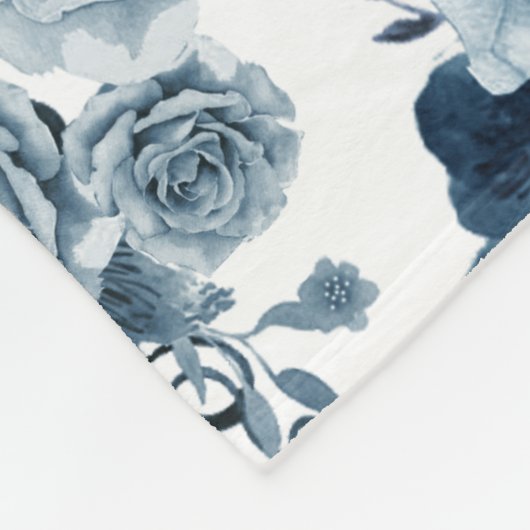 Blauw roos fleece deken (Hoek)