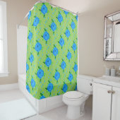 Blauw Roos Floral Art Shower Curtain Douchegordijn (In situ)