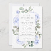 Blauw Roos Floral Botanisch Vrijgezellenfeest Kaart (Voorkant)