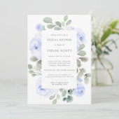 Blauw Roos Floral Botanisch Vrijgezellenfeest Kaart (Staand voorkant)