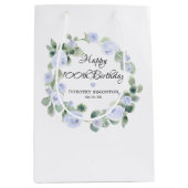 Blauw Roos Floral Eucalyptus met 100e verjaardag Medium Cadeauzakje (Voorkant)