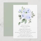 Blauw Roos Floral Eucalyptus Vrijgezellenfeest Kaart (Voorkant / Achterkant)