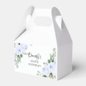 Blauw Roos Floral Green Eucalyptus 100th Birthday Bedankdoosjes (Achterkant)