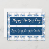 Blauw Roos Floral Pattern Briefkaart (Voorkant / Achterkant)