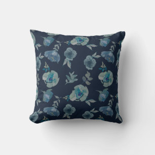 Blauw Roos Floral Sierkussen