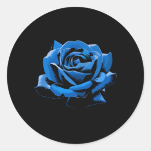Blauw Roos Flower Mooi Ronde Sticker