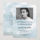 Blauw Roos foto Floral Memorial Service Aankondiging (Voorkant / Achterkant)