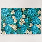 Blauw Roos Garden Jigzaag Puzzle Legpuzzel (Horizontaal)