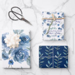 Blauw Roos Gefeliciteerd met het ompakken van papi Inpakpapier Vel<br><div class="desc">Viel een speciaal koppel met deze mooie blauwe waterverf roos in papierbladen! Ideaal voor bruiloften,  vrijgezellenfeesten en verjaardagen!</div>