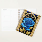 Blauw Roos Glas-in-Lood Ontwerp Planner (Display)