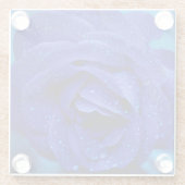 Blauw Roos Glazen Onderzetter (Achterkant)