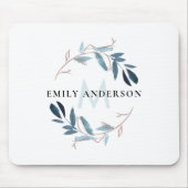 BLAUW ROOS GOLD FOLIAGE WATERVERF WREATH MONOGRAM MUISMAT (Voorkant)