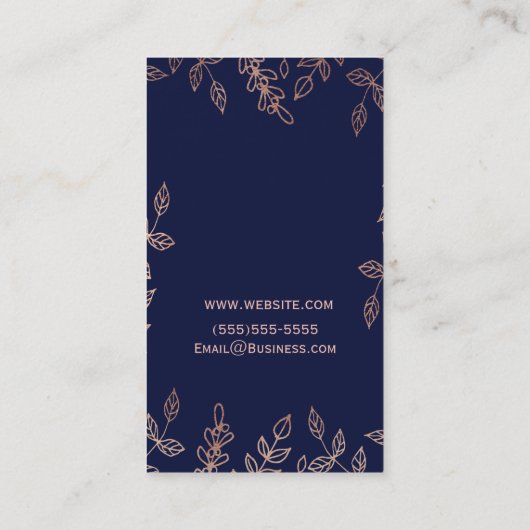 Blauw & Roos Gouden Glam Botanische Elegant Chique Visitekaartje (Achterkant)
