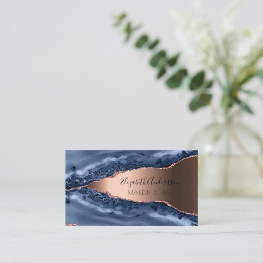 Blauw roos goudmakreel visitekaartje (Staand voorkant)