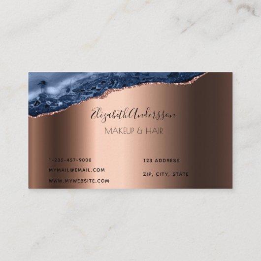 Blauw roos goudmakreel visitekaartje (Achterkant)