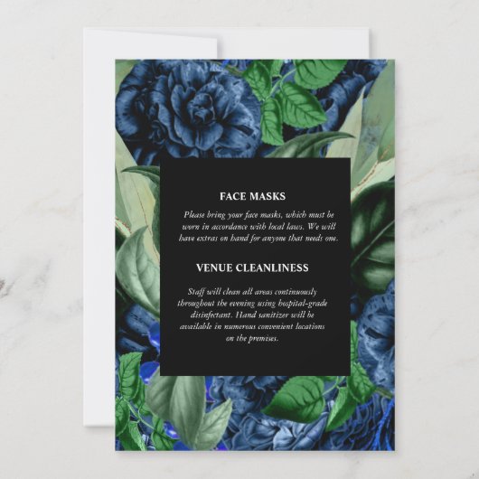 Blauw roos groen bloemige botanische bloemen kaart (Achterkant)