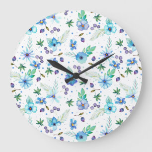 Blauw roos grote klok