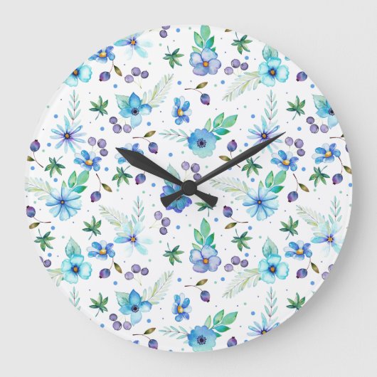 Blauw roos grote klok (Voorkant)