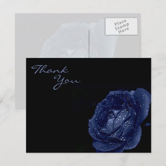 Blauw Roos Hartelijk dank Briefkaart (Voorkant / Achterkant)