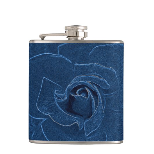 blauw roos heupfles (Voorkant)