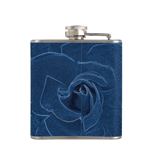 blauw roos heupfles (Achterkant)