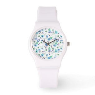 Blauw roos horloge