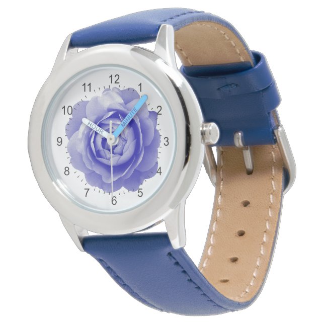 Blauw roos horloge (Gekanteld)