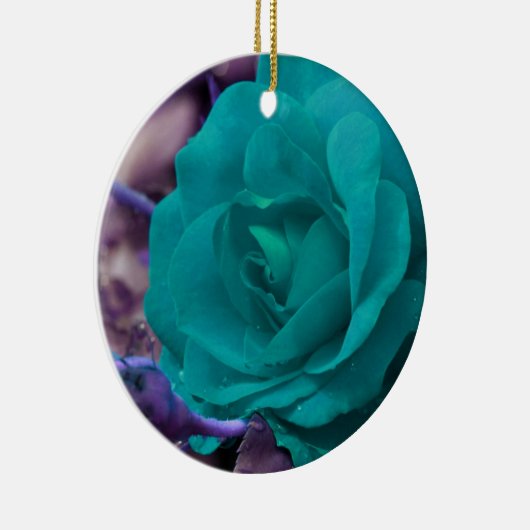 Blauw Roos in Bloom Flower Ornament (Rechts)