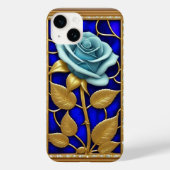 Blauw Roos in Glas in lood Case-Mate iPhone Case (Achterkant)