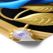 Blauw Roos in Glas in lood Poster (Hoek)