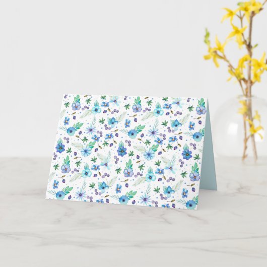 Blauw roos kaart (Gele Bloem)