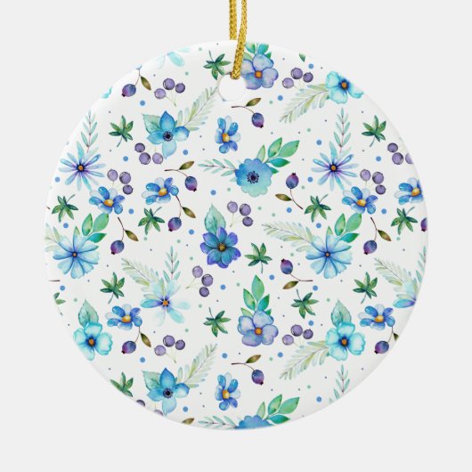 Blauw roos keramisch ornament (Voorkant)
