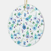 Blauw roos keramisch ornament (Links)
