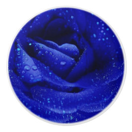 Blauw roos keramische knop