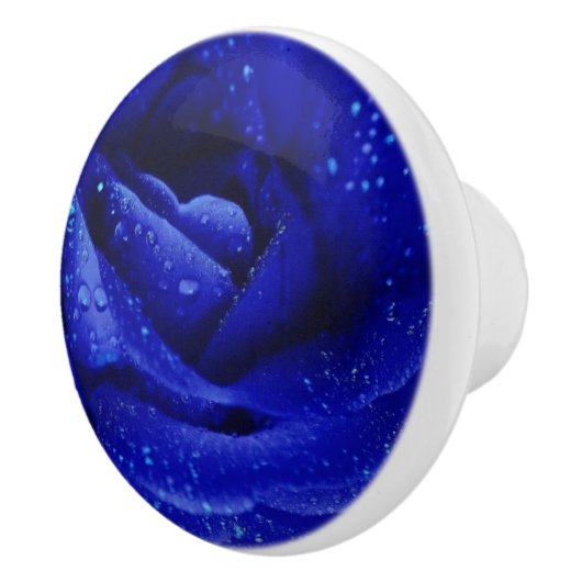 Blauw roos keramische knop (Rechts)