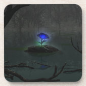 Blauw Roos kurk Onderzetter (Voorkant)