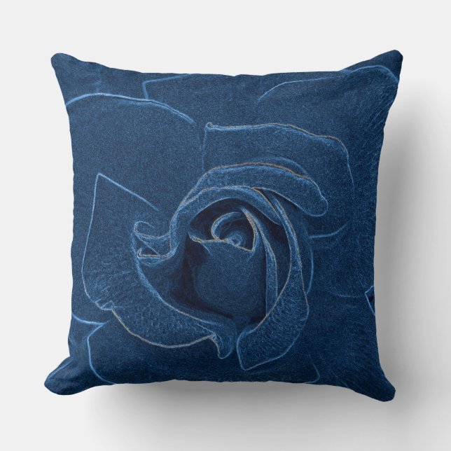 blauw roos kussen (Voorkant)