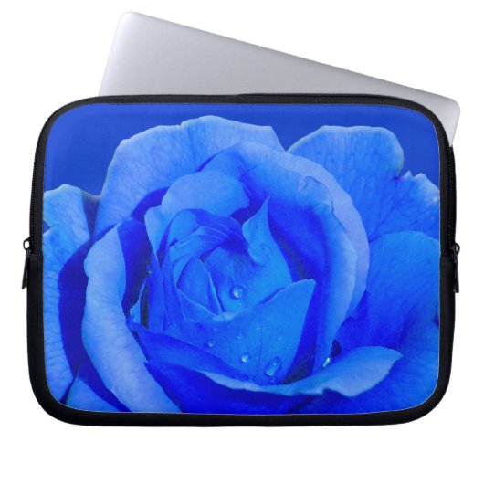 Blauw Roos laptophoes Blue Roos Tablet Hoesje Laptop Sleeve (Voorkant)