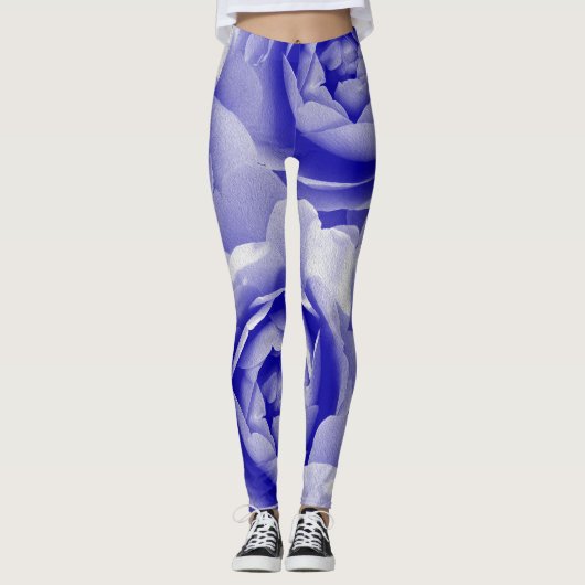 Blauw roos leggings (Voorkant)