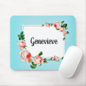 Blauw Roos Lijst Jouw naam Land Mousepad Muismat (Met muis)
