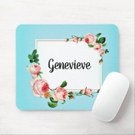 Blauw Roos Lijst Jouw naam Land Mousepad Muismat