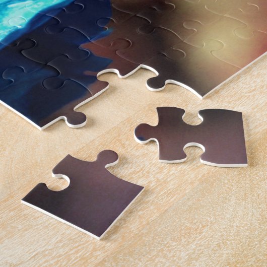 Blauw Roos Lingering Regendruppels Bloem Abstract Legpuzzel (Zijkant)