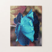 Blauw Roos Lingering Regendruppels Bloem Abstract Legpuzzel (Verticaal)