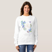 Blauw Roos Lint Chic Monogram Trui (Voorkant volledig)