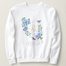 Blauw Roos lint chique monogram