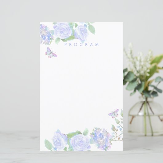 Blauw Roos lint monogram bruiloft (Staand voorkant)