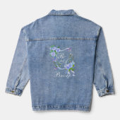 Blauw Roos lint monogram bruiloft Denim Jacket (Achterkant)