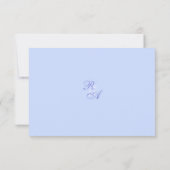 Blauw Roos lint monogram bruiloft RSVP Kaartje (Achterkant)